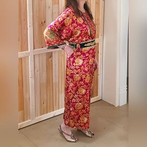Vintage Oscar de La Renta Satin Caftan Dress Robe